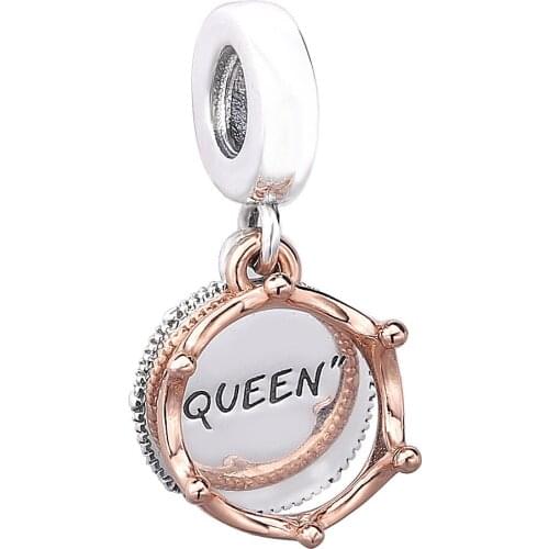 Ajax 925 Sterling Silver Queen Crown Pendants Charms For Necklace Bangle Women Jewelry Making 2021