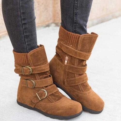 Womens Boots For Winter Slip On 4 Colors Ankle Boot Warm Platform Shoes Woman Flat with Plus Size 35-43 Drop Shipping