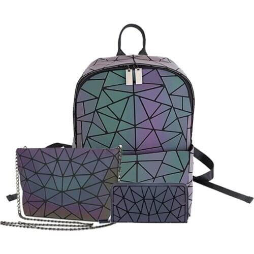 Women Backpack School Bag For Teenagers Girls Luminous bao bag Geometric Backpacks 2020 Travel Bag Back Pack holographic Bagpack