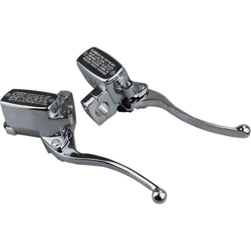 2x Chrome Universal 1'' 25mm Motorcycle Hydraulic Clutch Brake Master Cylinder Reservoir Levers For Harley Honda Yamaha Suzuki