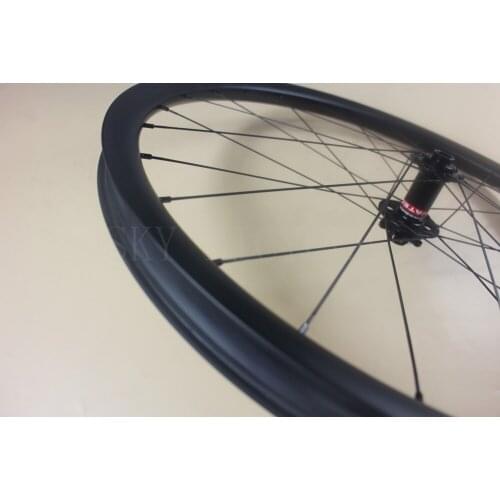 650B Asymmetrical 35x28mm mountain bike Front wheel 28h J-hook Tubeless Offset bicycle wheel hookless UD Matt 6 bolts thru hub