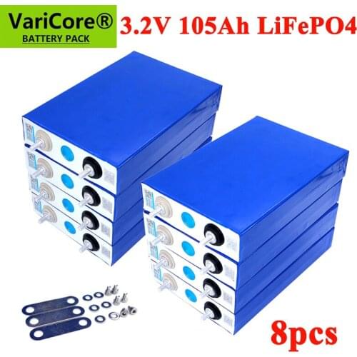 8pcs 3.2V 105Ah LiFePO4 battery pack Lithium iron phospha DIY 12V 24V RV Motorcycle Electric Car Solar Inverter Boat Batteries