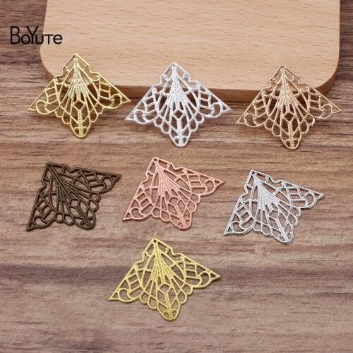 BoYuTe (100 Pieces/Lot) 28*35MM Metal Brass Filigree Materials Diy Hand Made Accessories Jewelry Findings Wholesale