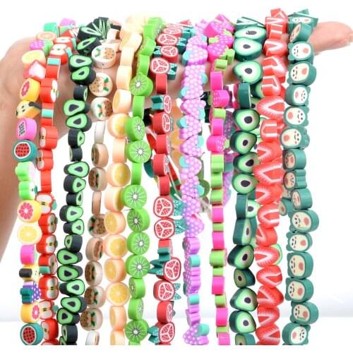 10mm 40Pcs Jewelry Polymer Clay Beads Fruits Heart Flower Beads Polymer Clay Beads For Jewelry Making DIY Bracelet Necklace
