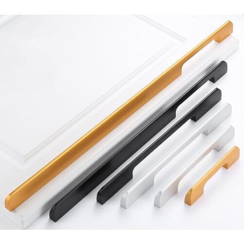 Long Cabinet Handles Wardrobe Handle Drawer Knobs Aluminum Alloy Black/gold/Silver Furniture Door Handle