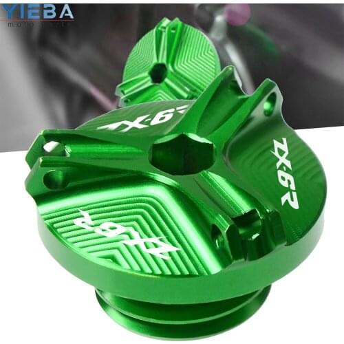 FOR Kawasaki ZX-6R 2000 2001 2002 2003 2004 2005 2006 Motorcycle CNC Alumimun ZX6R logo M20*2.5 Engine Oil Filter Cup Plug Cover