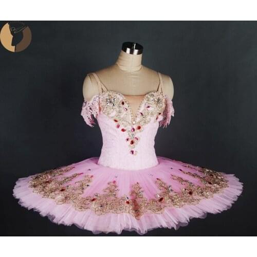 FLTOTURE Pink Ballet Skirt For Sale Professional Stage Wear Lace Bodies 10 Layers Ballerina Dance Dress Sleeping Beauty Tutus