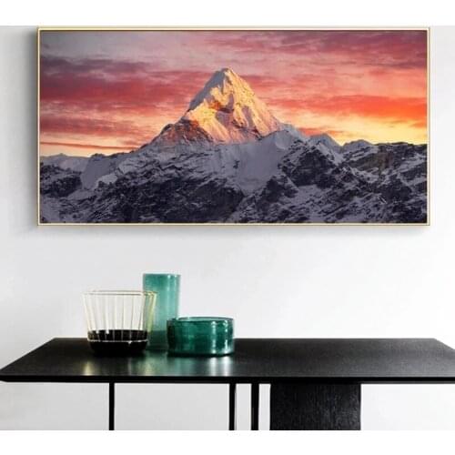 Everest Mountain In Sunset Poster and Prints Canvas Wall Art Painting Landscape Picture Decoration for Living Room Home Decor