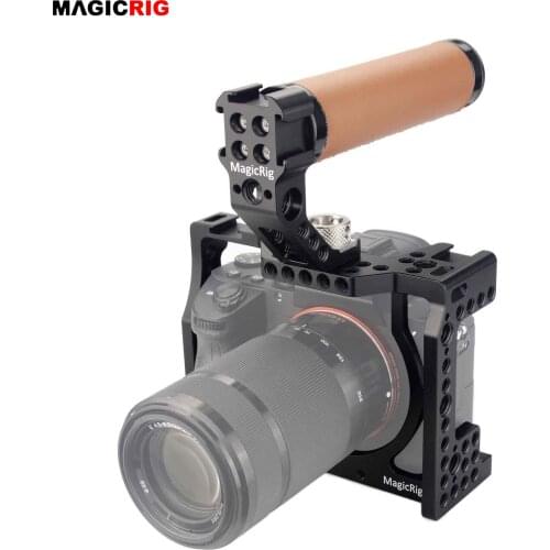 MAGICRIG A7RIII Cage with ARRI Locating Handle for Sony A7RIII /A7III /A7SII /A7M3 /A7RII /A7II Camera(Leather Grip)