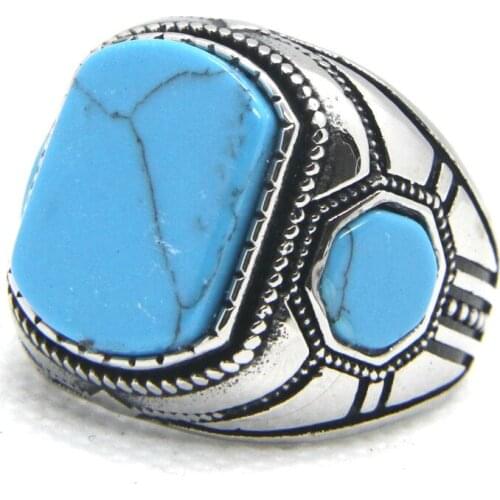 Support Dropship Newest Blue Eye Ring 316L Stainless Steel Fashion Biker Men Boys Cool Stone Ring