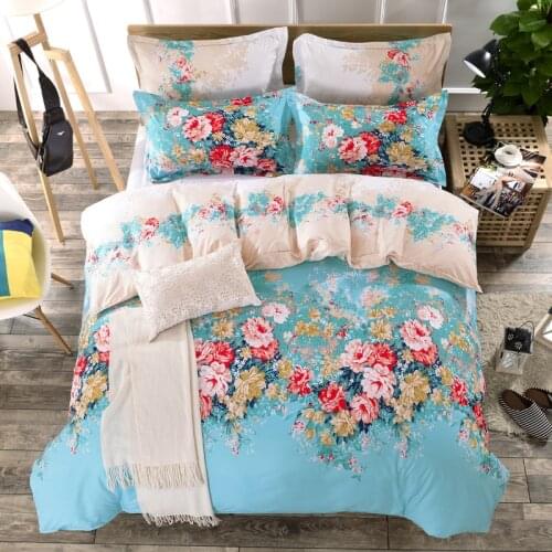 Retro Flower Print Bed Cover Set Kid Boy Girl Duvet Cover Adult Child Bed Sheets And Pillowcases Comforter Bedding Set 61055