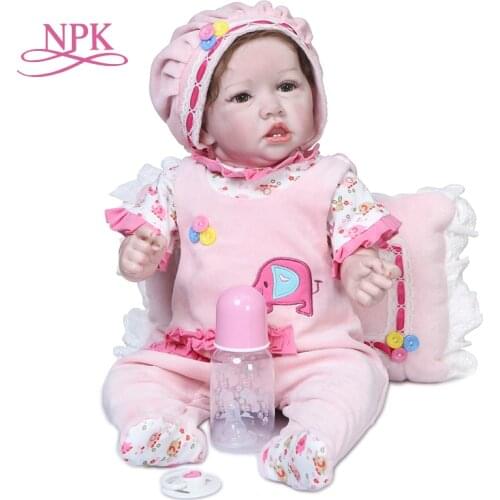 NPK 55CM saskia Art Handmade doll full body soft silicone orsoft cloth body hand detailed paiting,hand rooted hair