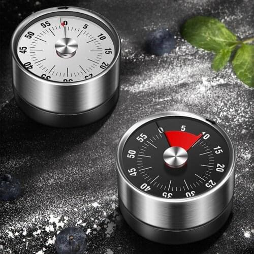 Cooking Mechanical Clock Magnet Timer Rust-proof Stainless Steel Manual Time Reminder Alarm Clock for Kitchen Mechanical Timer