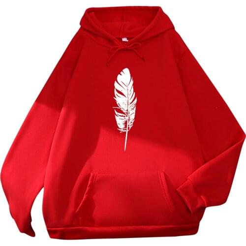 Harajuku Tracksui 2021 Mens Hoodie Womens Casual Feather Printed Top Long Sleeve Loose Hooded Sweatshirt Top With Pocket