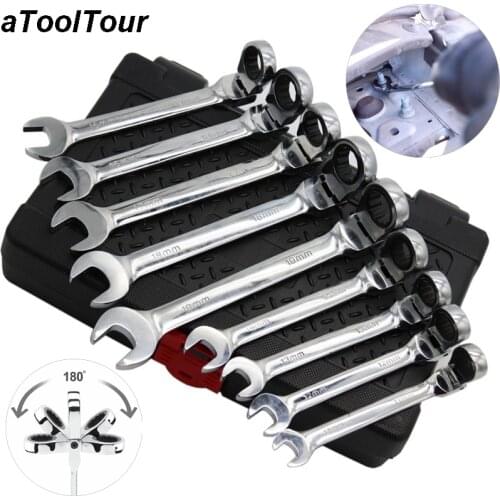12PC Fixed Head Ratchet Combination Spanner Wrench Socket Sets Metric Spanner Torque Gear Socket Nut Bicycle Car Repairtool Kits