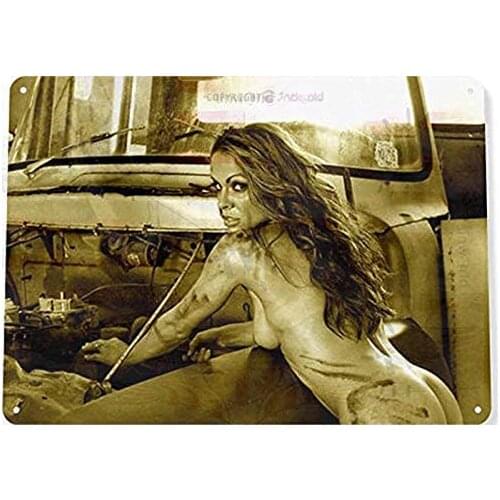 Not Applicable Hot and Humid Pin-up Girl Garage Grease Hot Rod Sign Decor Indoor and Outdoor Retro Club bar Restaurant Poster
