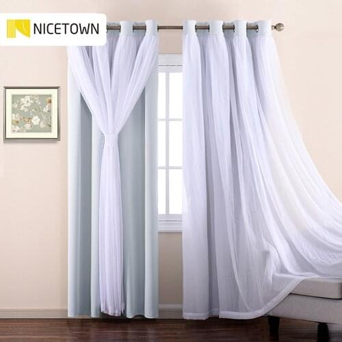 NICETOWN Grommet Blocking Mix Match Elegant Crushed Voile Sheer and Blackout Curtains with Tie-backs for Bedroom Living Room