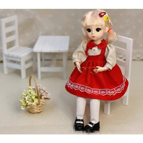 New 30 cm 11 Inch BJD Doll 3D Real Eye 23 Movable Joint Makeup Dress Up Doll with Fashionable Clothes Set Girl Toy Birthday Gift