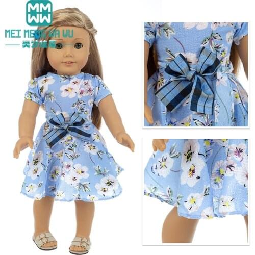 Doll clothes Fashion printed dress, denim shorts fits 43-45cm American doll and new born doll accessories