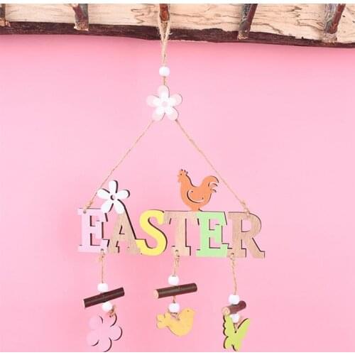 Easter Hanging Sign Wood Cute Pendant Door Sign Wall Hanging Decoration for Home Decor