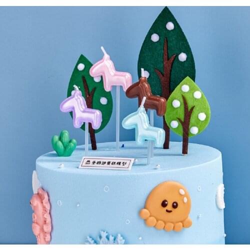 Baby shower party Candle Decoration Cartoon Pony Shape Cute Animal Pink Blue Decor For Children Birthday Party Baking supplies