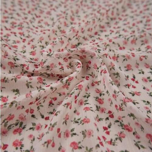 50*145cm Sweet Small Floral Chiffon Fabric Spring And Summer Dress Sun Protection Clothing Female Handmade DIY Fabric