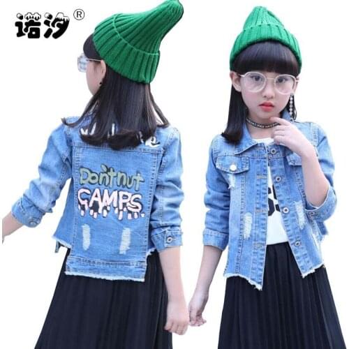 Girls warm jacket 3-13T kids cartoon long sleeve shirt baby girls fashionable denim jacket teenage casual clothes children coat