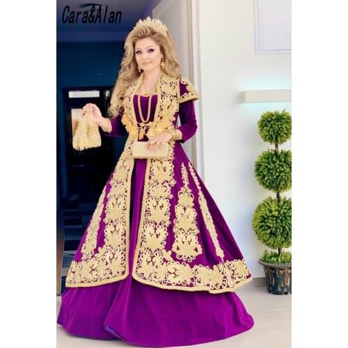Traditional Kosovo Caftan Albani Purple Evening Dresses Long Sleeves Lace Velour Prom Dress for women 2021 abiti da cerimonia