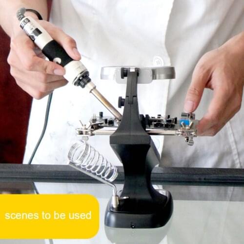 Welding LED Magnifier 3X 4.5X Magnifying Glass Alligator Clip Helping Hand Soldering Repair Tool 2019ing