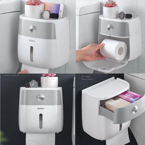 Waterproof Wall Mount Toilet Paper Holder Shelf Toilet Paper Tray Roll Paper Tube Storage Box Creative Tray Tissue Box Home