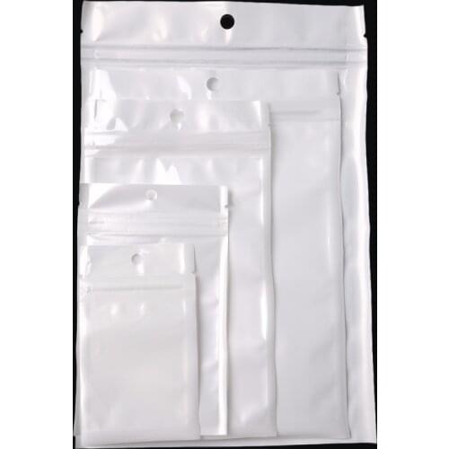 Pick Size 9 ! White/Clear Self Seal Zipper Plastic Retail Packaging Pack Bag Ziplock Zip Lock Bag Package Hang Hole