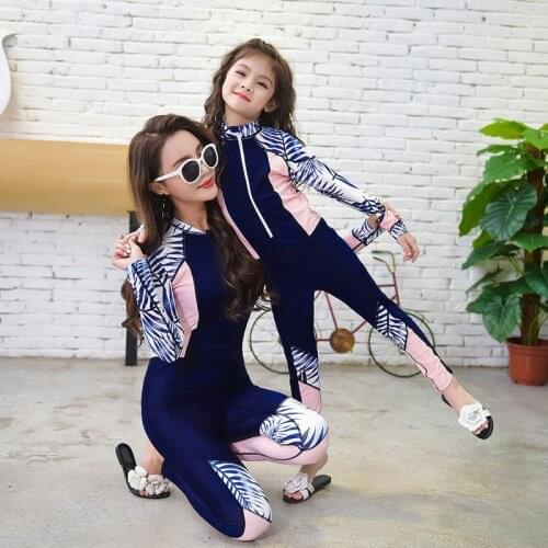 Japanese and Korean Parent-Child One-Piece Swimsuit Diving Suit Surfing Long-Sleeved Trousers Hot Spring Swimsuit