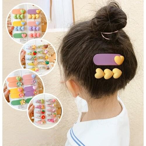 2/5/10 Pcs/Set Baby Girl Cute Acrylic Cartoon Flower Ornament Hair Clips Children Lovely Quicksand Hairpins Kid Hair Accessories