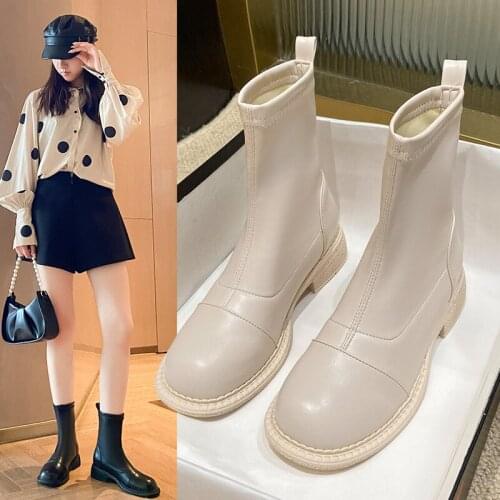 2021Fashion Womens Ankle Boots Shoes Elegant Round Toe Knight Boots Brown Black Zipper Deerskin Buckle Simple Short Plush Boots