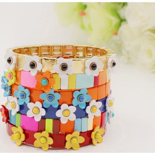 European and American Fashion Popular Niche Design Ladies Bracelet Boho Style DIY Alloy Enamel Elegant Female Bangle Jewelry