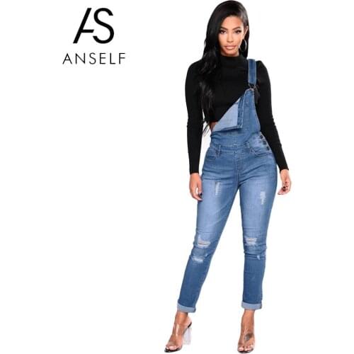 Anself Fashion Women Denim Jumpsuit Ladies Spring Fashion Pencil Jeans Rompers Female Casual Plus Size Overalls With Pocket 2020