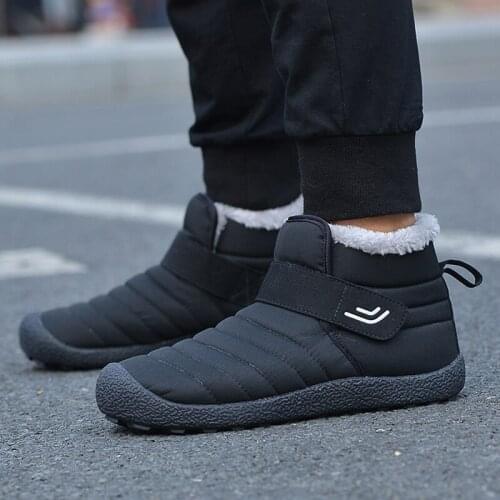 Winter Mens Walking Shoes Casual Male Sneakers Big Size Plus Fur High Top Comfortable Warm Wearable Non-Slip Outdoor Snow Boots