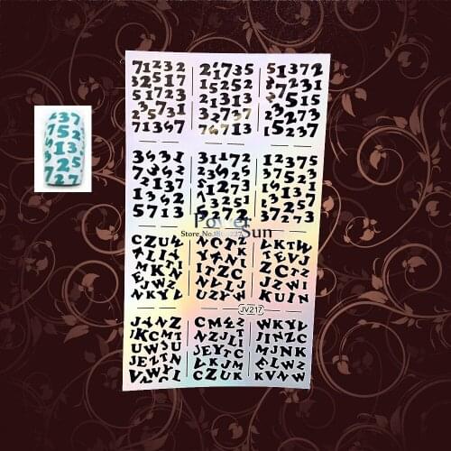 1PC Unique Alphabet Letter Pattern Flash Holo Out Nail Foils Polish Airbrush Tools Image Guide PJV217 Manicure Art Makeup Tips