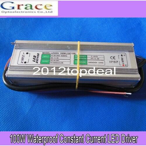100W IP67 Waterproof LED Power Supply 3000MA 20V - 36V LED Driver Adapter Flood Lights Tunnel Light Street Lights110V 220V CE