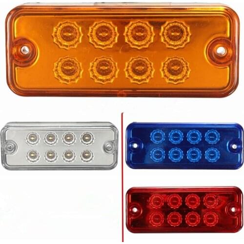 12V 24V 8 LED Side Marker Light Lamp Truck Trailer Lorry Caravan Waterproof White Red Amber Blue