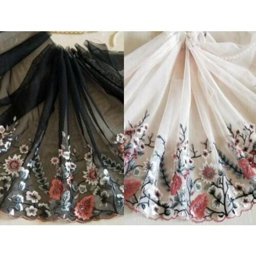 2 Colors 2 Yards Lace Trim Floral Embroidered Tulle Lace 9 Inches Wide High Quality