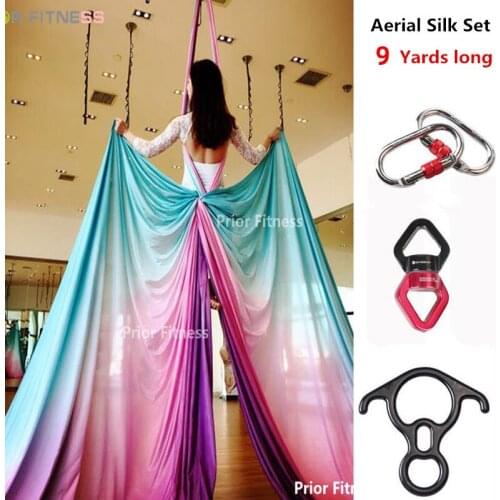 2020 8.2m New Aerial Silk Set High Quality Gradational Colors Aerial Yoga Anti-gravity for yoga training Yoga for home gym