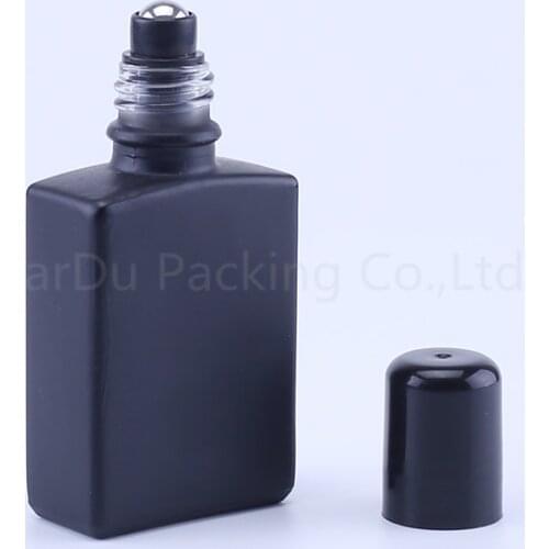 30ml matt black roll on perfume bottle, 30cc amber essential oil rollon bottle, small glass roller container 100pcs