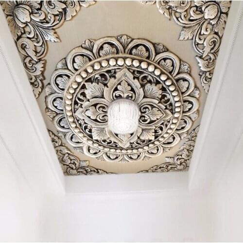3D Wallpaper European Style Silver Jewelry Flower Ceiling Mural Photo Wall Paper Living Room Hotel Luxury Decor Papel De Parede