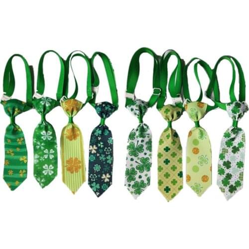 50/100pcs ST Patricks Pet Dog Bow Tie Necktie St Patricks Day Dog Cat Grooming Supplier Bowknot Pet Bow Tie Adjustable Necktie