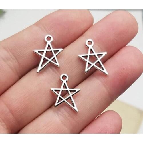 50pcs/lot--17x13mm,star chams, Antique silver plated Hollow Star charms,DIY supplies, Jewelry accessories