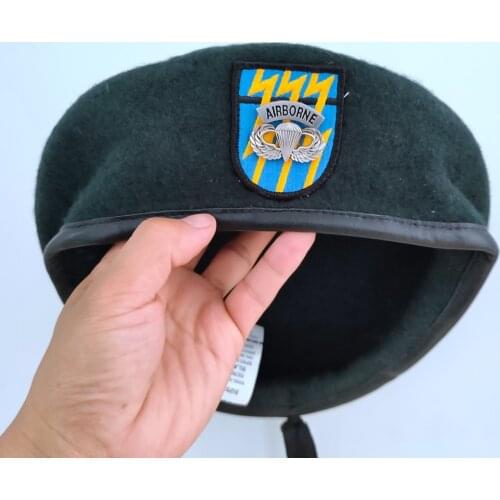 US Army 12th Special Forces Group Wool Blackish Green Beret ARMY AIRBORNE PARATROOPER PARACHUTIST Military Hat 1961~1994