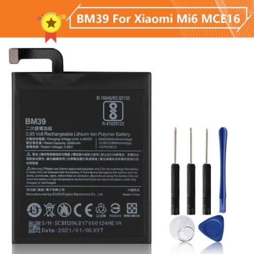 Xiao Mi Xiaomi BM39 Phone Battery For Xiao mi 6 Mi6MCE16 3350mAh BM39 Original Replacement Battery + Tool