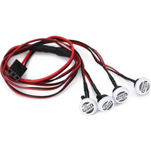 White LED Lights Square Round Headlights with HELLA IPF Sticker for 1:24 RC Car Crawler Axial SCX24 Upgrade Parts