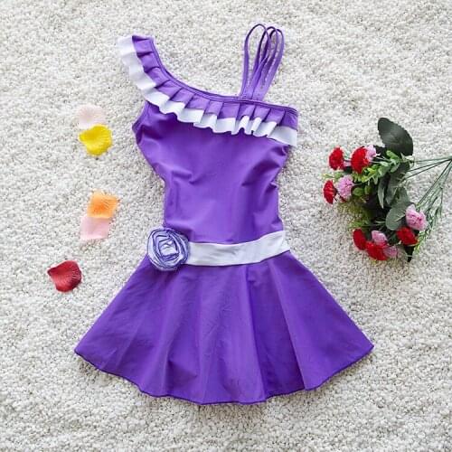 Children Girls One Pieces Swimwear Dress Conservative Big Girl Beach Bathing Suits Hot Springs Swimming Clothes Kids Swimsuits